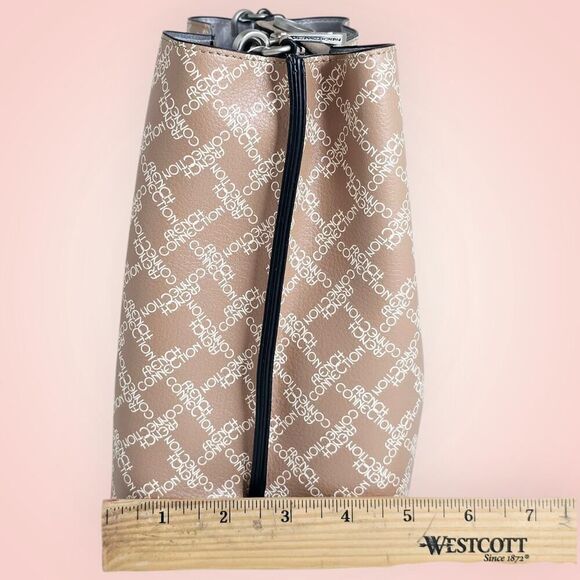 French Connection ADINA Monogram Bucket Shoulder Bag Tan NWT $108 MSRP - Picture 12 of 12